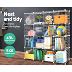 16 Cube Metal Wire Storage Cabinet - White