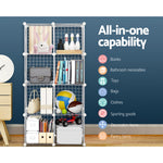 16 Cube Metal Wire Storage Cabinet - White