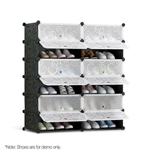 12 Cube Stackable Shoe Rack Storage Cabinet - Black & White