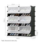 12 Cube Stackable Shoe Rack Storage Cabinet - Black & White