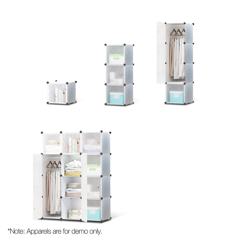 12 Cube Portable Storage Cabinet Wardrobe - White