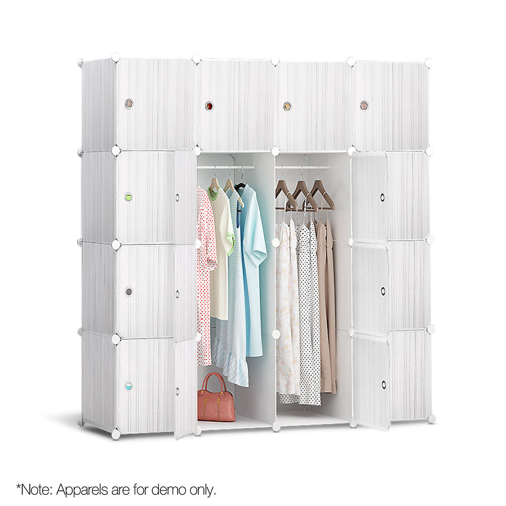 16 Cube Portable Storage Cabinet Wardrobe - White