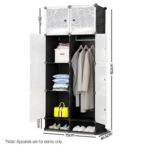 10 Cube DIY Storage Cabinet Wardrobe - Black