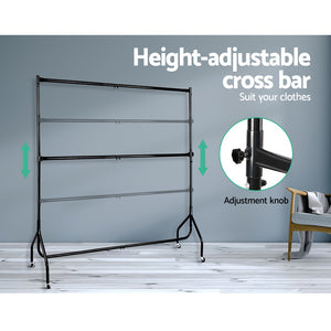 6FT Double Metal Garment Display Rail - Black