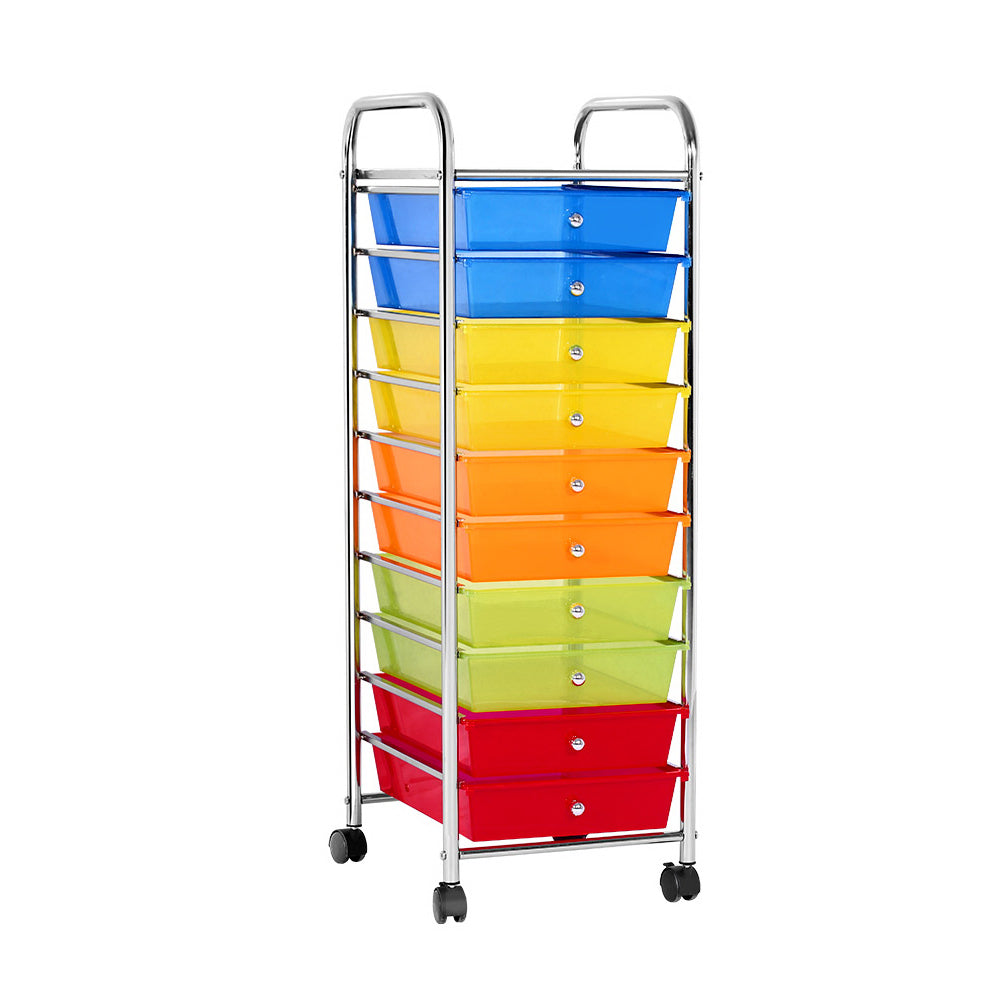 10 Drawer Kithchen Storage Trolley Cart Organizer Portable Rolling Cart 