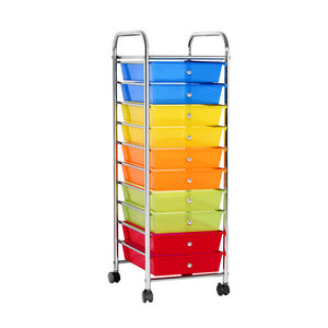 10 Drawer Kithchen Storage Trolley Cart Organizer Portable Rolling Cart 