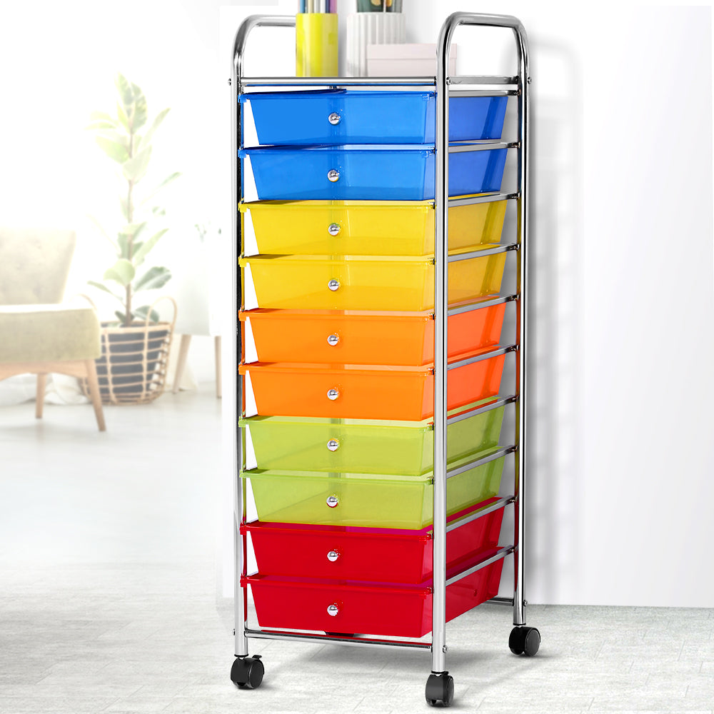 10 Drawer Kithchen Storage Trolley Cart Organizer Portable Rolling Cart 