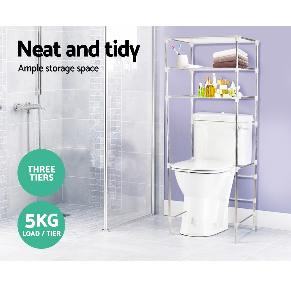 3 Tier Bathroom Storage Rack - Silver