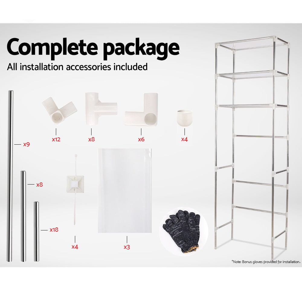 3 Tier Laundry Storage Rack - Silver