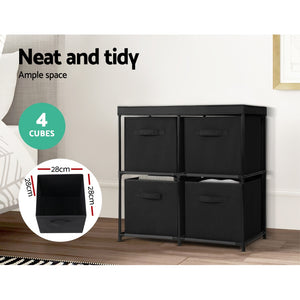 Portable Cube Storage Boxes Cabinet Clothes Toys Drawer Organiser 4 Cubes