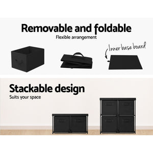 Portable Cube Storage Boxes Cabinet Clothes Toys Drawer Organiser 4 Cubes