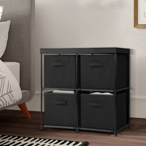 Portable Cube Storage Boxes Cabinet Clothes Toys Drawer Organiser 4 Cubes