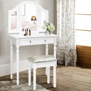 Artiss Dressing Table Stool Mirror White Mirrors Tables Jewellery Cabinet Box