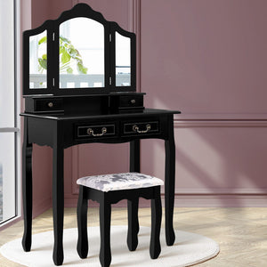 Artiss Dressing Table with Mirror - Black