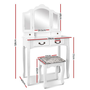 Artiss Dressing Table with Mirror - White