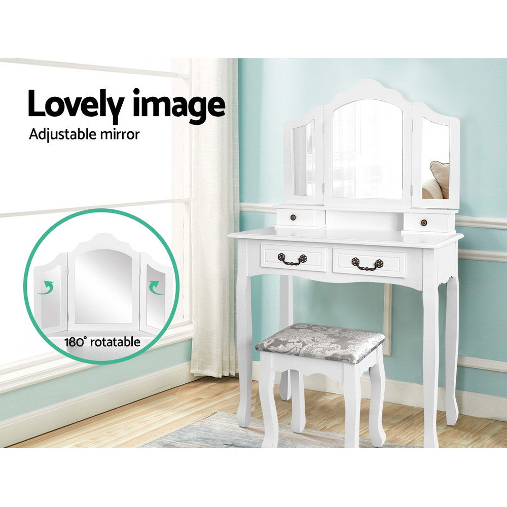 Artiss Dressing Table with Mirror - White