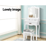 Artiss Dressing Table Stool Mirror Jewellery Cabinet 3 Drawers Chair Organizer