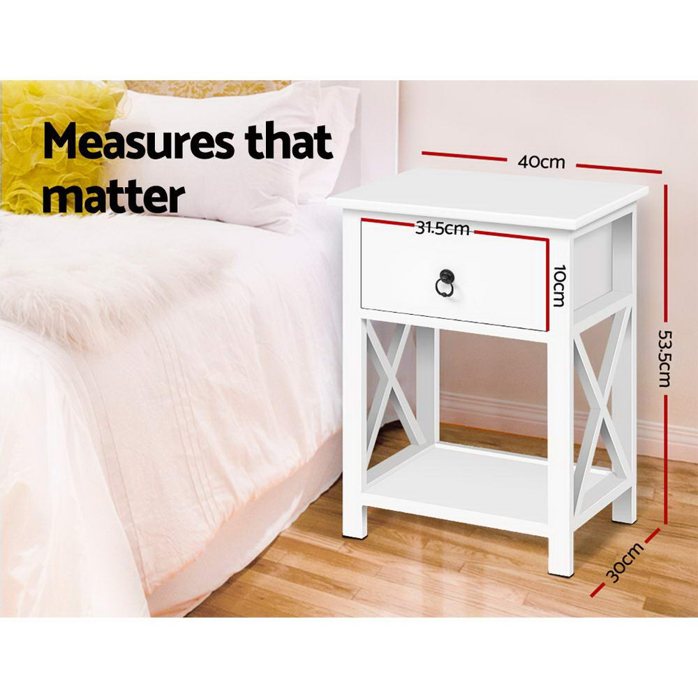 Artiss Bedside Tables Drawers Side Table Nightstand Lamp Chest Unit Cabinet x2
