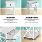 Artiss Bedside Tables Drawers Side Table Nightstand Lamp Chest Unit Cabinet x2