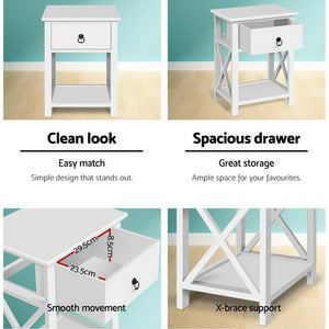Artiss Bedside Tables Drawers Side Table Nightstand Lamp Chest Unit Cabinet x2