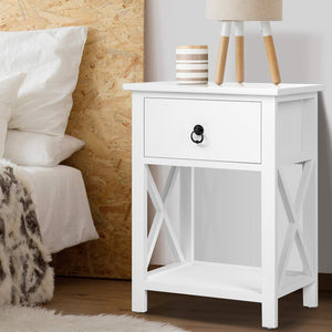 Artiss Bedside Tables Drawers Side Table Nightstand Lamp Chest Unit Cabinet x2