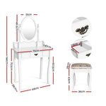 Artiss Single Drawer Dressing Table with Mirror - White