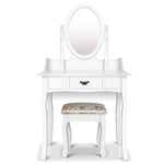Artiss Single Drawer Dressing Table with Mirror - White