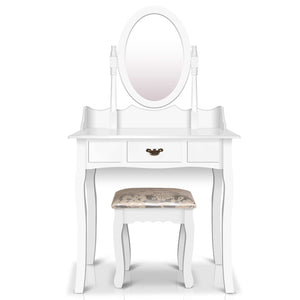 Artiss Single Drawer Dressing Table with Mirror - White