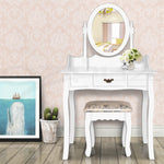 Artiss Single Drawer Dressing Table with Mirror - White