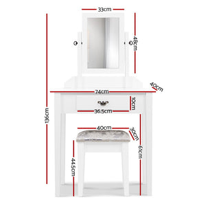 Artiss Dressing Table Stool Mirror Makeup Jewellery Organiser Cabinet Drawer