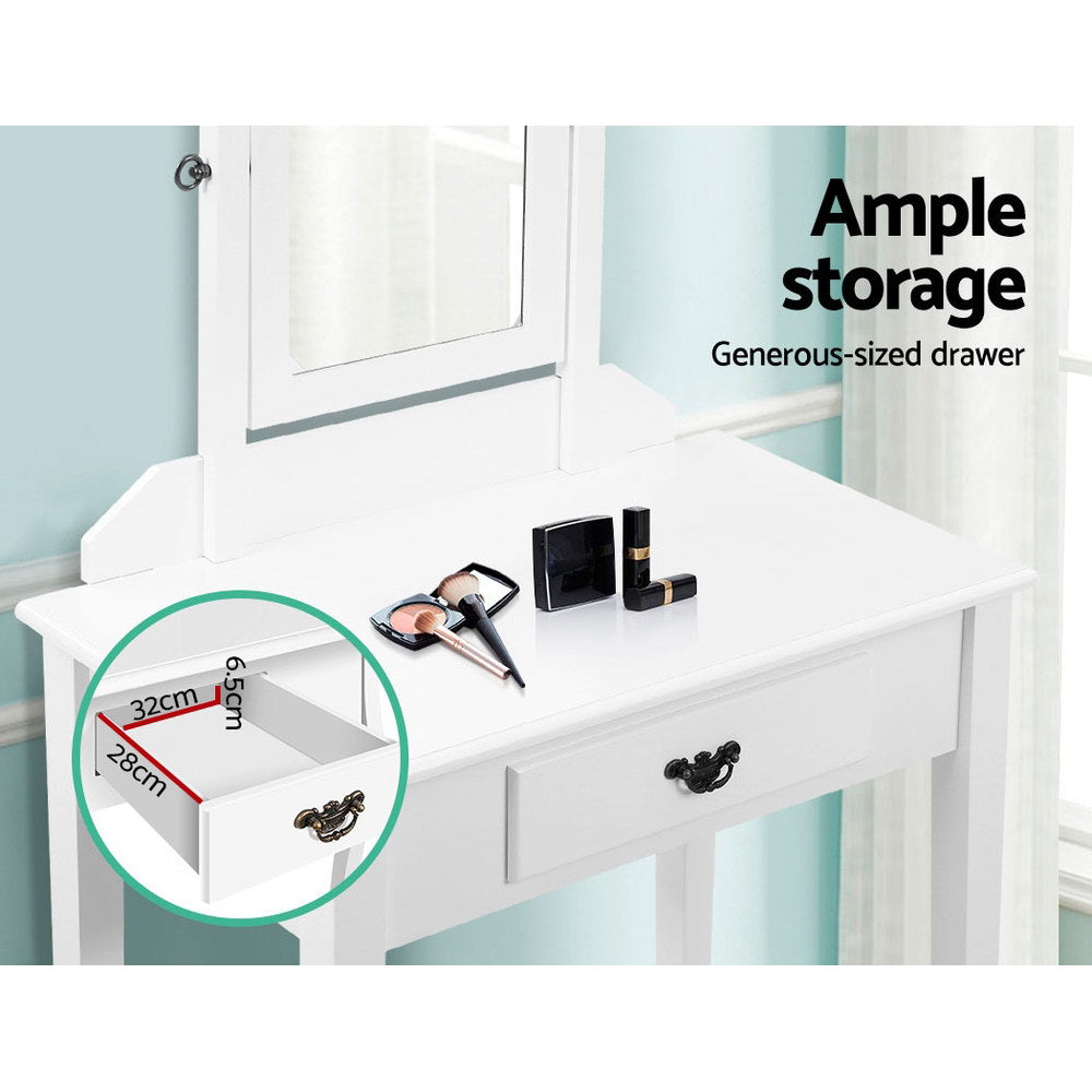 Artiss Dressing Table Stool Mirror Makeup Jewellery Organiser Cabinet Drawer
