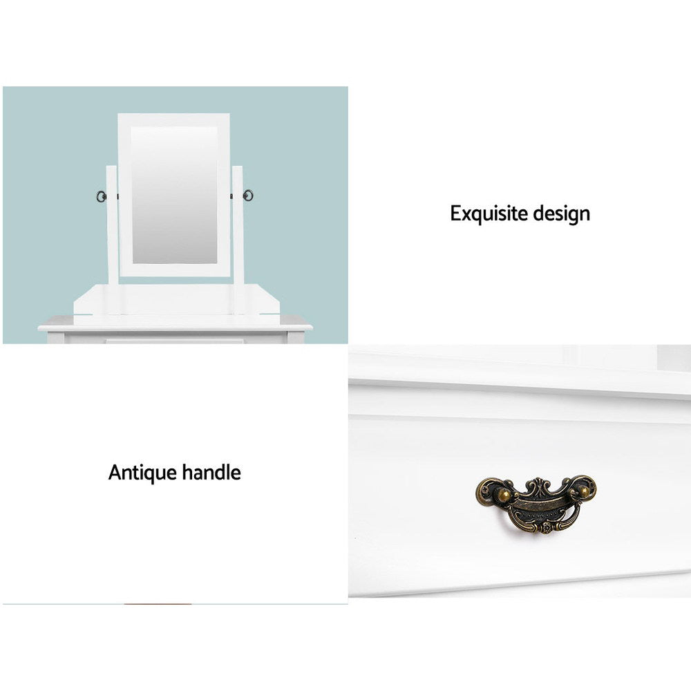 Artiss Dressing Table Stool Mirror Makeup Jewellery Organiser Cabinet Drawer
