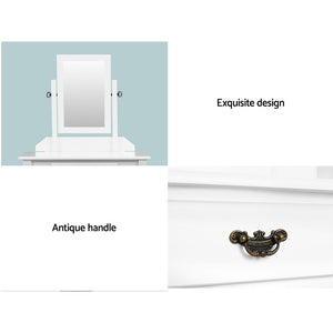 Artiss Dressing Table Stool Mirror Makeup Jewellery Organiser Cabinet Drawer