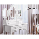 Artiss 7 Drawer Dressing Table with Mirror - White