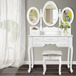 Artiss 7 Drawer Dressing Table with Mirror - White