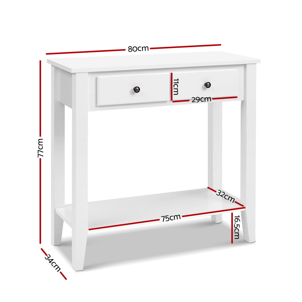 Artiss Hallway Console Table Hall Side Entry 2 Drawers Display French White Desk