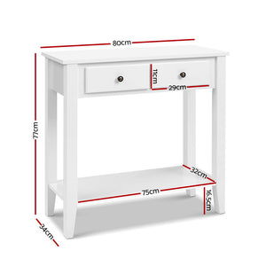Artiss Hallway Console Table Hall Side Entry 2 Drawers Display French White Desk