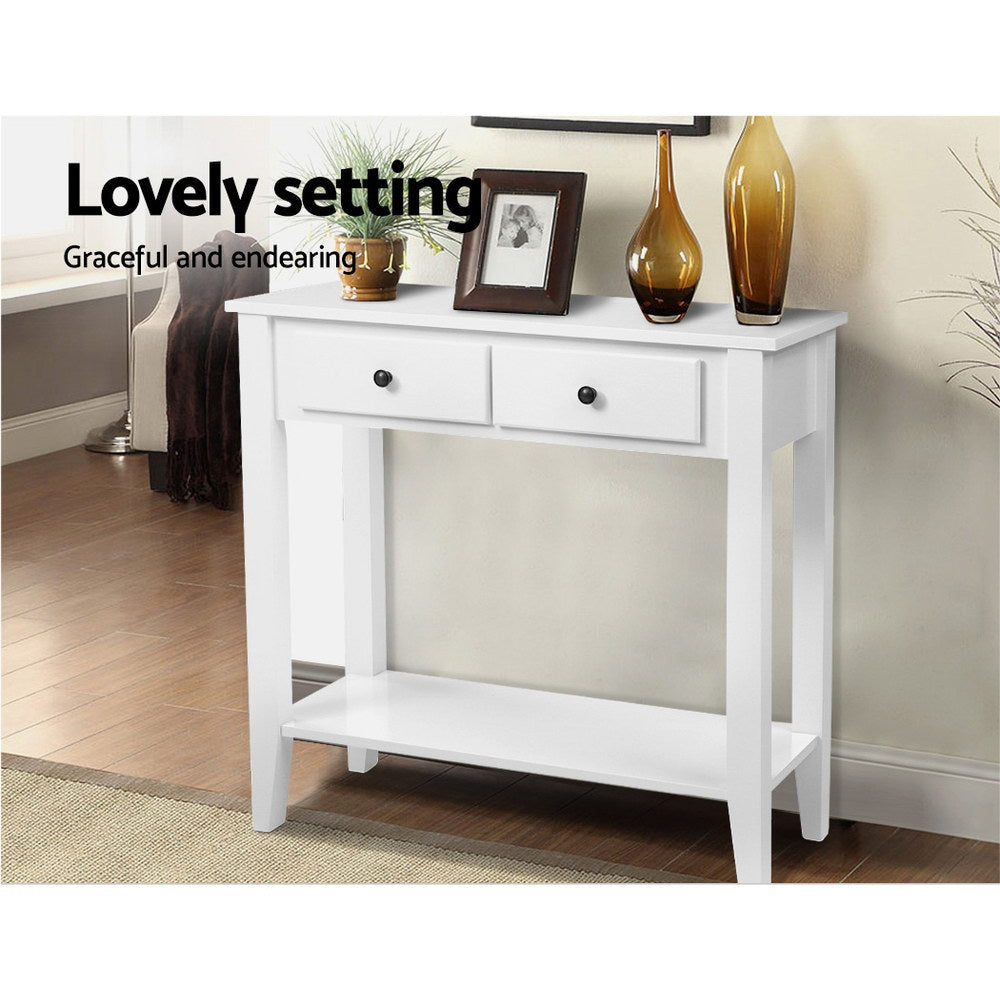 Artiss Hallway Console Table Hall Side Entry 2 Drawers Display French White Desk