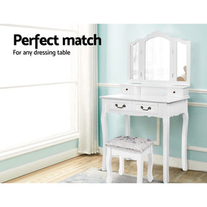 Artiss Dressing Stool Bedroom White Make Up Chair Living Room Fabric Furniture