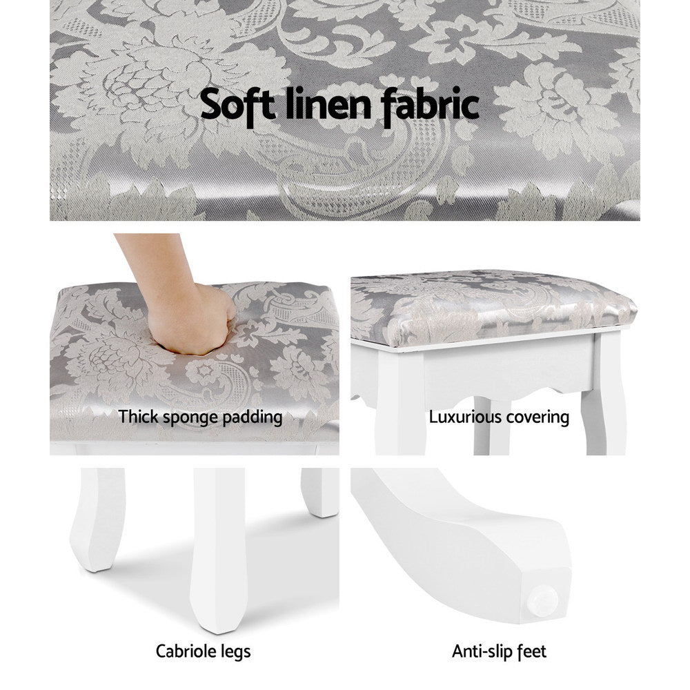 Artiss Dressing Stool Bedroom White Make Up Chair Living Room Fabric Furniture