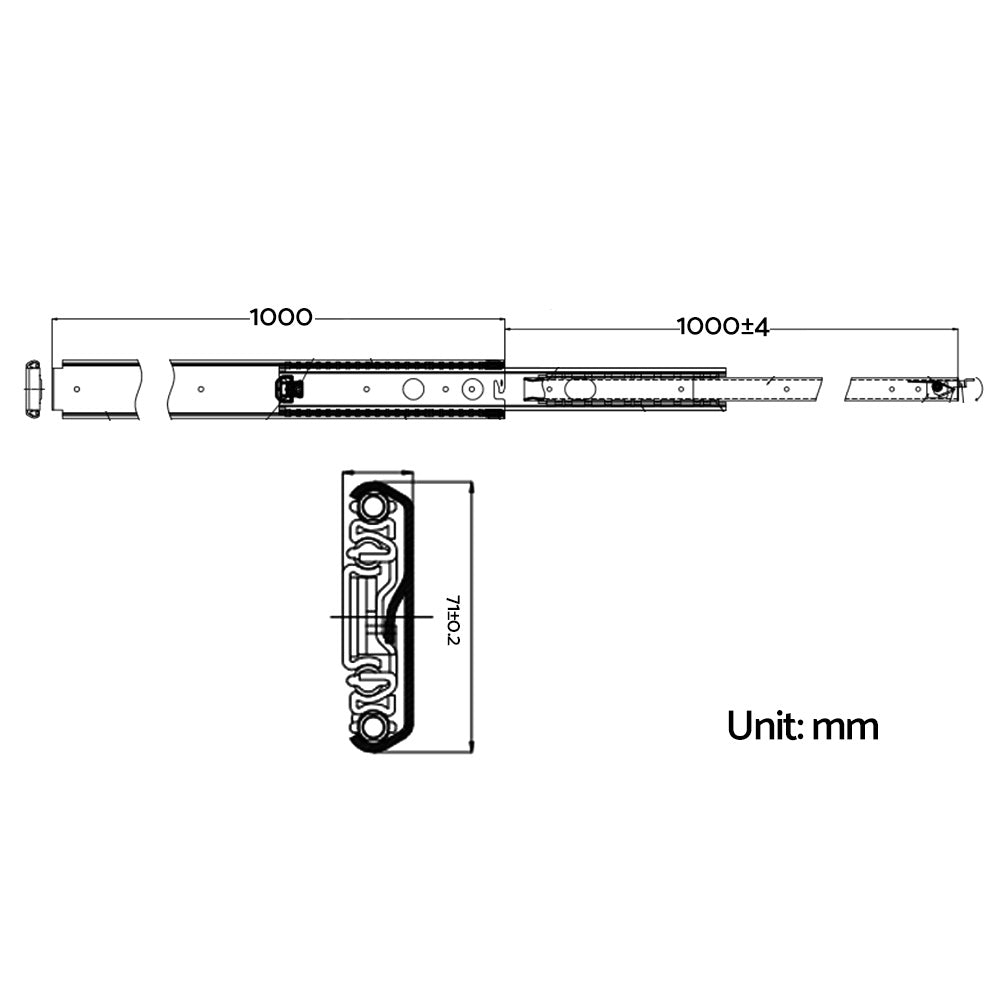 Cefito Heavy Duty 125KG Locking Drawer Slides Full Extension Ball Bearing 1016mm