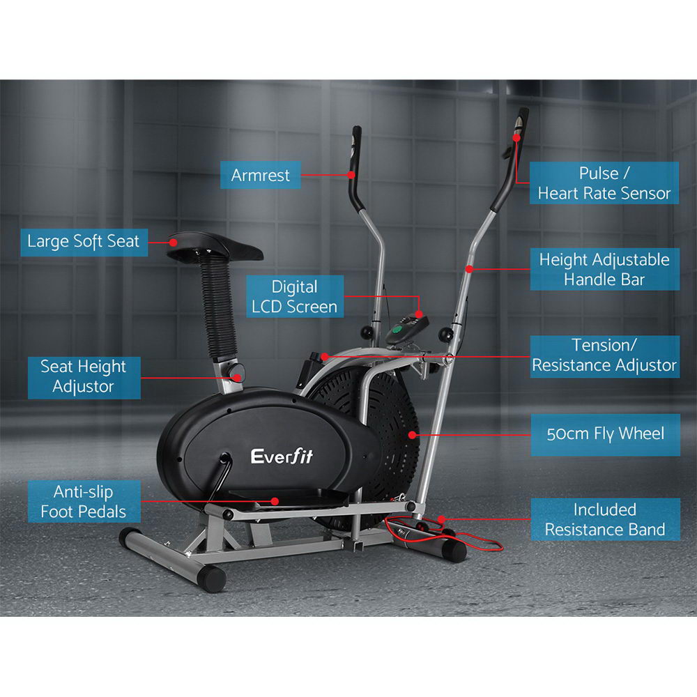 Everfit 4in1 Elliptical Cross Trainer Exercise Bike Bicycle Fitness