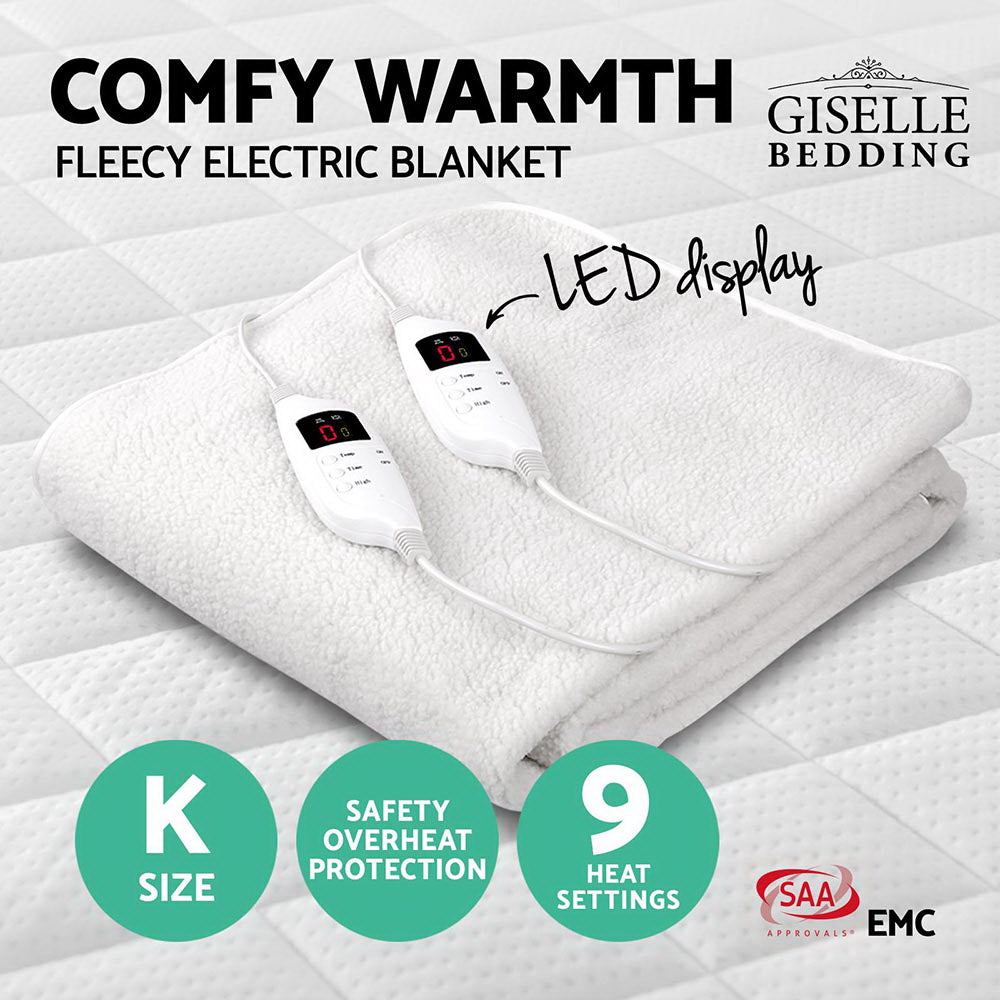 Giselle Bedding 9 Setting Fully Fitted Electric Blanket - King