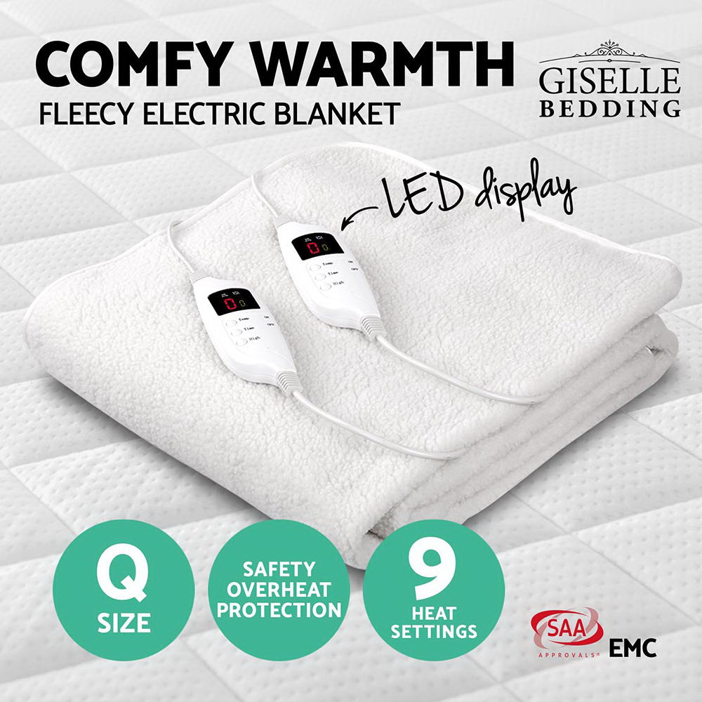Giselle Bedding 9 Setting Fully Fitted Electric Blanket - Queen