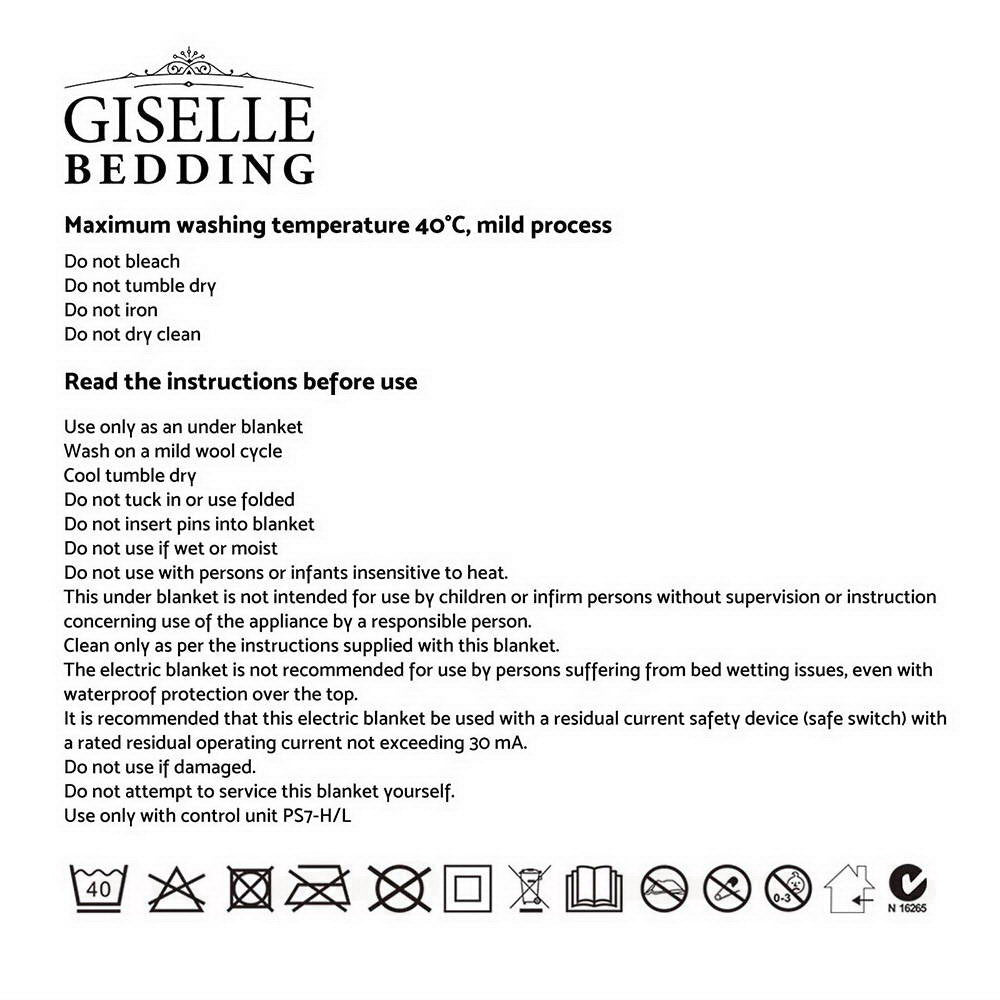 Giselle Bedding 3 Setting Fully Fitted Electric Blanket - Single