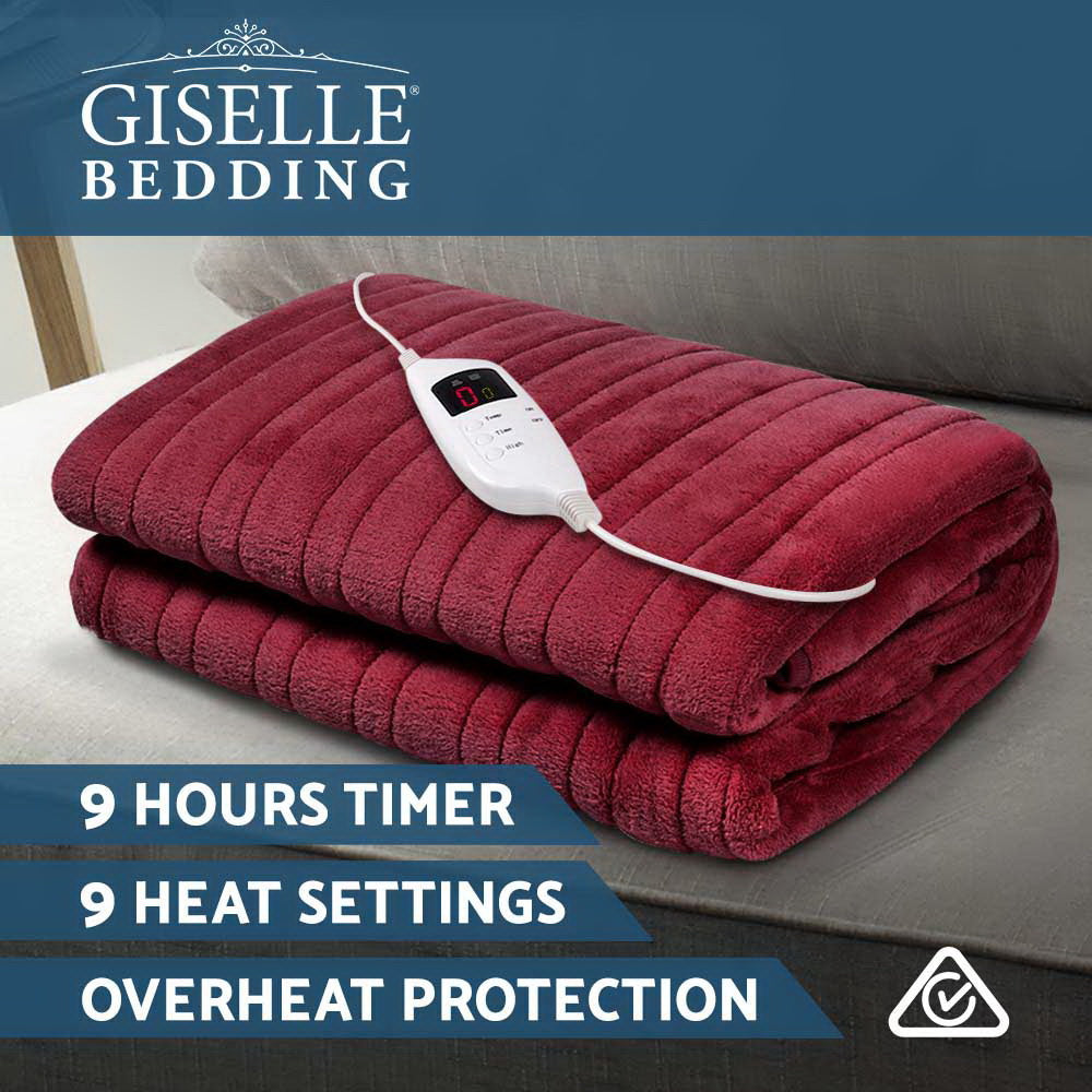 Giselle Bedding Electric Throw Blanket - Burgundy