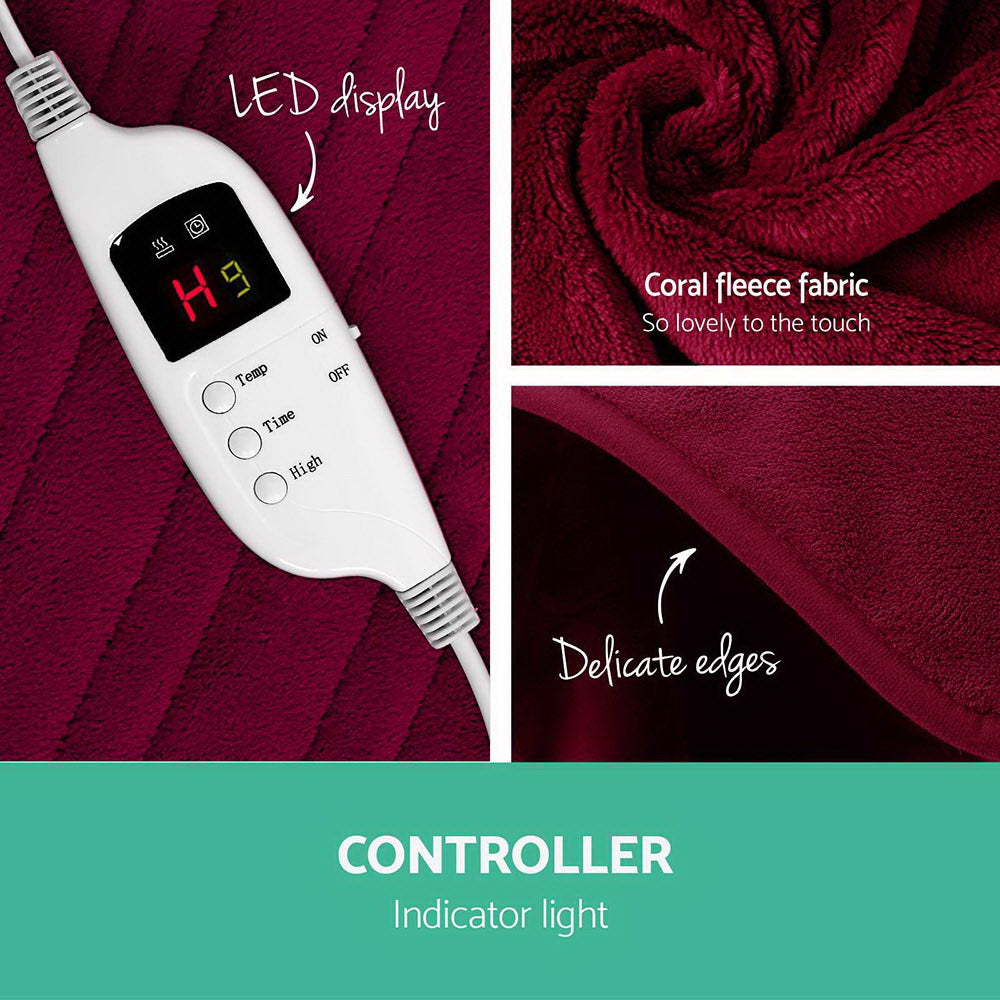 Giselle Bedding Electric Throw Blanket - Burgundy
