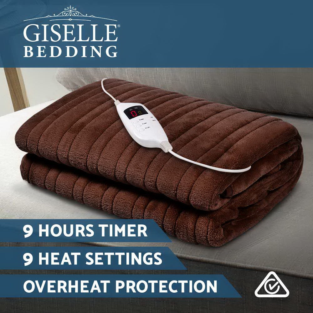 Giselle Bedding Electric Throw Blanket - Chocolate