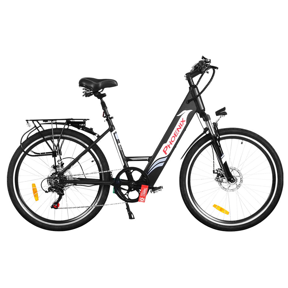 Phoenix 26” Electric Bike eBike e-Bike Mountain Bicycle City Battery Motorized Black