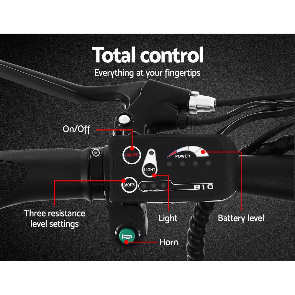 Phoenix 27" Electric Bike eBike e-Bike Mountain Bicycle City Battery Motorized Black